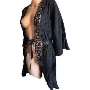 !discounted shipping! Black Lace-Trim Cover-Up (L) / (one size) lightweight